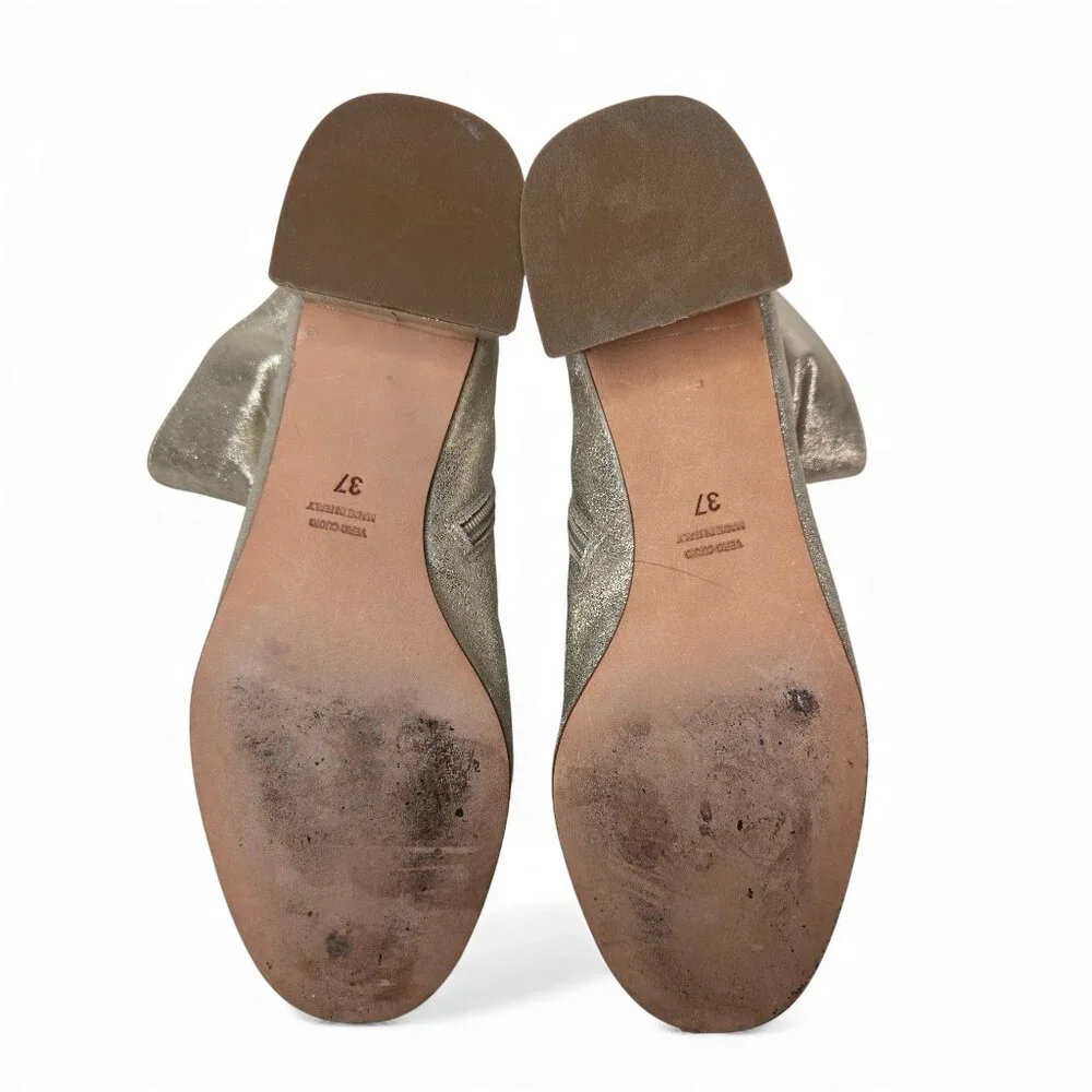 Good Lucky Italian Metallic Leather Booties Women's Zip Side Evening Out 6.5 - 7